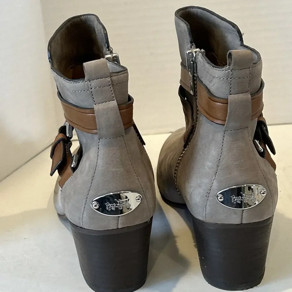 Coach Womens Size 9.5 B taupe Zip Fashion Ankle Boots Booties